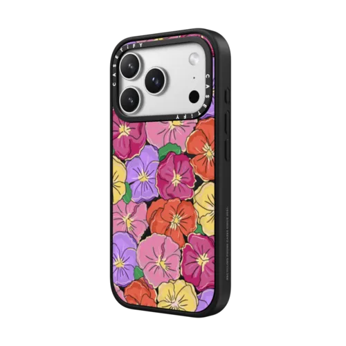 Pansy Print Bright | iPhone 17 Pro Max / Impact Case MagSafe Compatible / Matte Black | Image 2