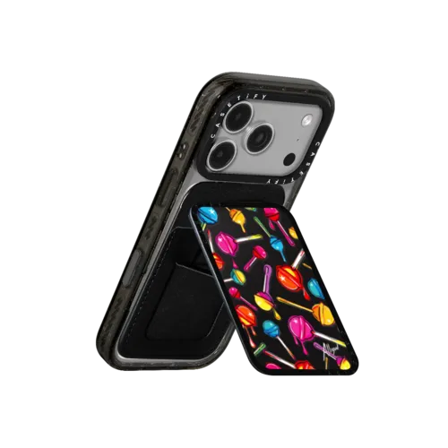 Sticky Sweet Lollipops | Snappy Cardholder Stand / Snappy Cardholder Stand MagSafe Compatible / Black | Image 3