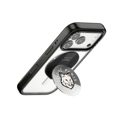 Maison Kitsuné Dove White Fox Head Gripstand | Snappy Grip Stand / Snappy Mirror Grip Stand MagSafe Compatible / Silver | Image 3