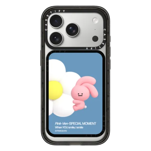 PINK FLOWER | Snappy Cardholder Stand / Snappy Cardholder Stand MagSafe Compatible / Black | Image 1