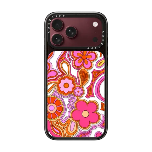 Retro Flower Power by Illustrated By Charlie | iPhone 18 Pro Max / Impact Case MagSafe Compatible - Glossy / Glossy Black | Image 1