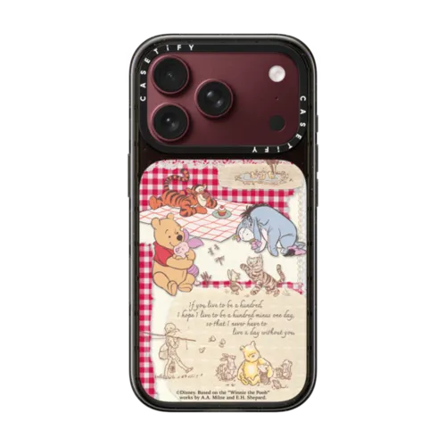 Winnie The Pooh Picnic Collage Phone Case | iPhone 18 Pro / Impact Case MagSafe Compatible - Glossy / Glossy Black | Image 1