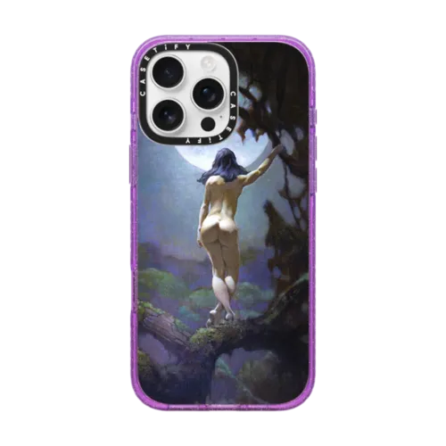 Moon's Rapture by Frazetta Girls | iPhone 16 Pro Max / Impact Case MagSafe Compatible / Glitter Purple | Image 1