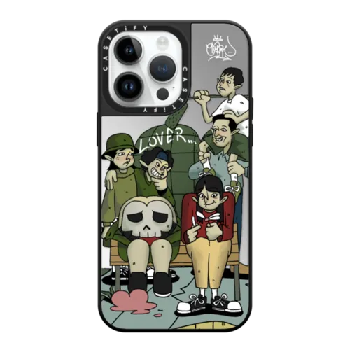 Someone Still Loves You by Timmy Lee | iPhone 14 Pro Max / Mirror Case MagSafe Compatible / Silver on Black | Image 1
