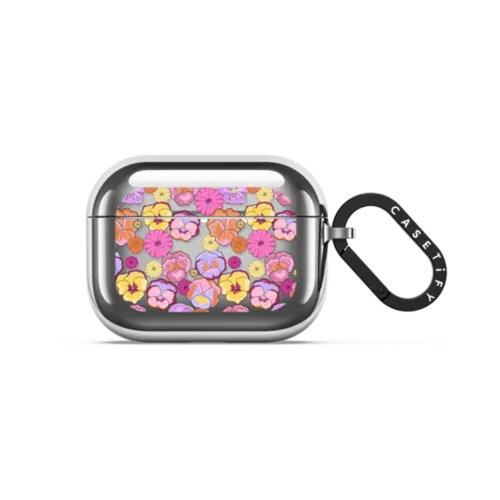 Pansy Print Mini | AirPods Pro 3 / Earbuds Mirror Case / Silver | Image 1