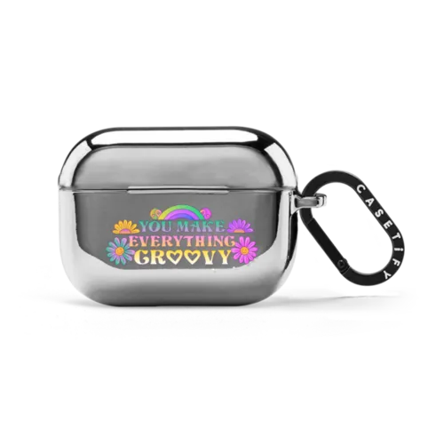 Make Everything Groovy | AirPods Pro 2 / Earbuds Mirror Case / Silver | Image 1