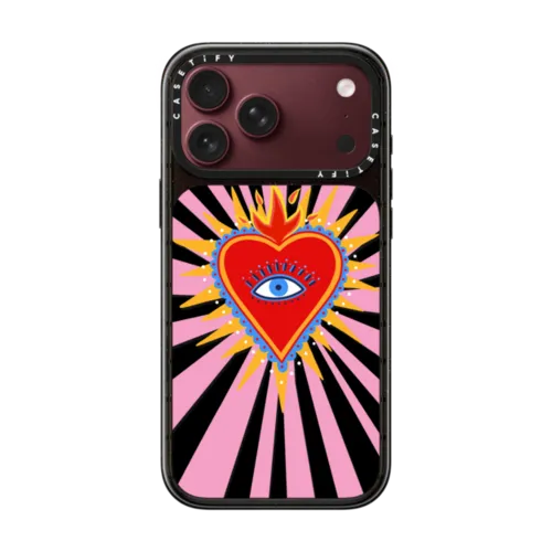 pink flaming heart | iPhone 18 Pro Max / Impact Case MagSafe Compatible - Glossy / Glossy Black | Image 1