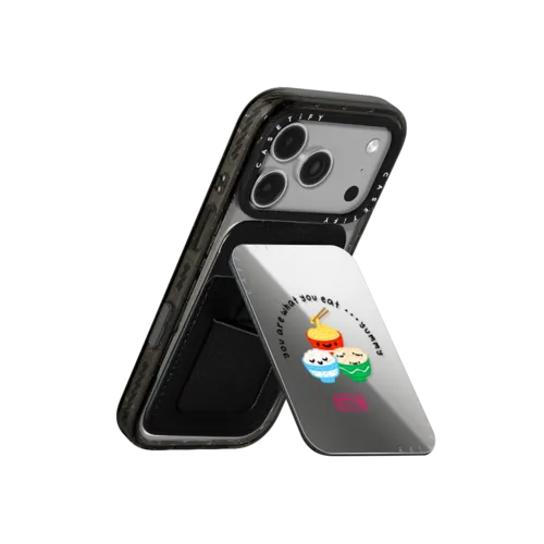 You Are What You Eat Carbs | Snappy Cardholder Stand / Snappy Mirror Cardholder Stand MagSafe Compatible / Silver | Image 3