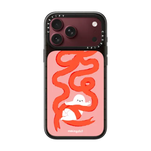 Ribbon Love in Cherry | iPhone 18 Pro Max / Impact Case MagSafe Compatible - Glossy / Glossy Black | Image 1