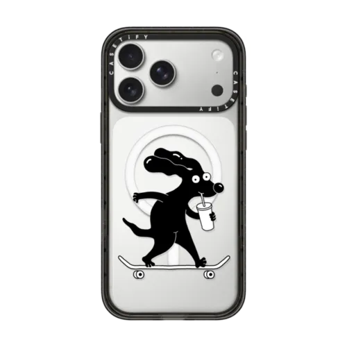 Dog on a Skate | iPhone 17 Pro Max / Impact Case MagSafe Compatible / Black | Image 1