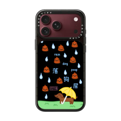 raining dog poop by sketchykarr | iPhone 18 Pro Max / Impact Case MagSafe Compatible - Glossy / Glossy Black | Image 1