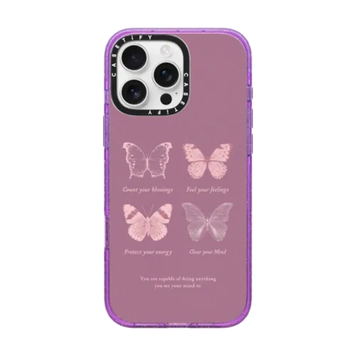 Count Your Blessings | iPhone 16 Pro Max / Impact Case MagSafe Compatible / Glitter Purple | Image 1