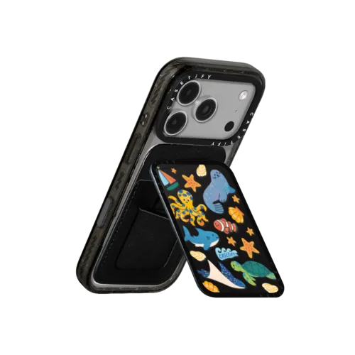 Deep Ocean Wonders | Snappy Cardholder Stand / Snappy Cardholder Stand MagSafe Compatible / Black | Image 3