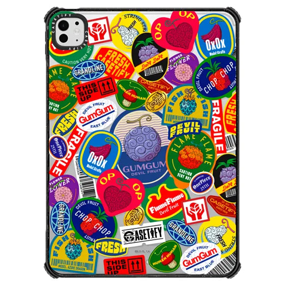 Devil Fruits Label Sticker Tablet Case | Image 1