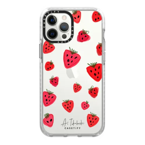 Strawberry Pattern | iPhone 12 Pro Max / Impact Case / Glossy Frost | Image 1