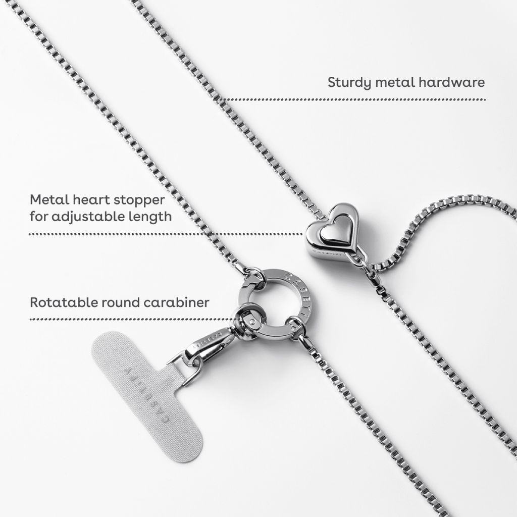 Metal Heart Cross-body Strap - Glossy Silver