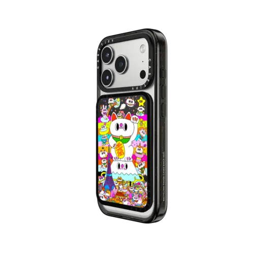 Lucky Cat's Rainbow Journey | Snappy Cardholder Stand / Snappy Cardholder Stand MagSafe Compatible / Black | Image 2