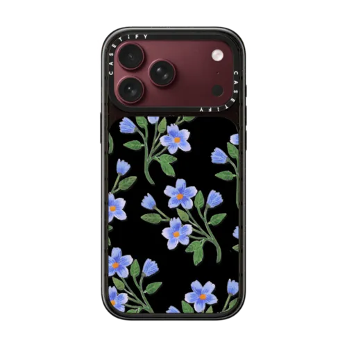 Blue Flowers | iPhone 18 Pro Max / Impact Case MagSafe Compatible - Glossy / Glossy Black | Image 1