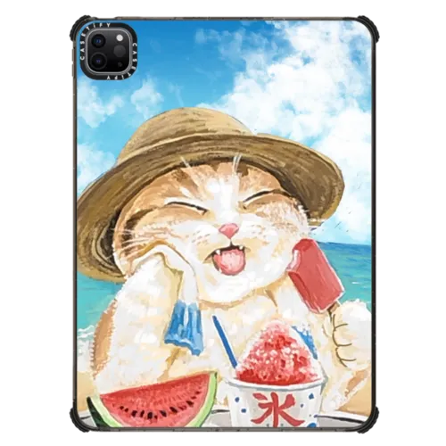 Vacation cat | iPad Pro 11-inch (3rd/4th gen) / iPad Impact Case / Black | Image 1