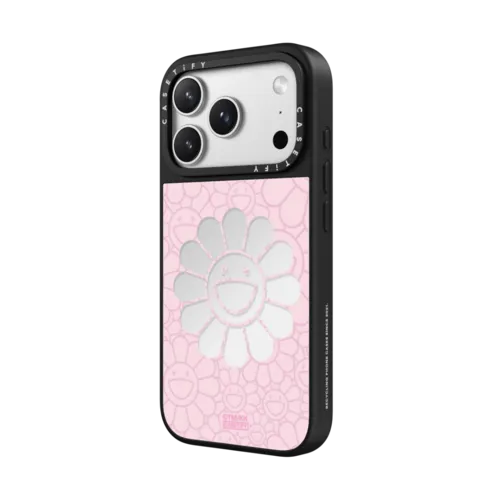 SMILE ON PHONE CASE (PINK) | iPhone 17 Pro Max / Mirror Case MagSafe Compatible / Silver on Black | Image 2