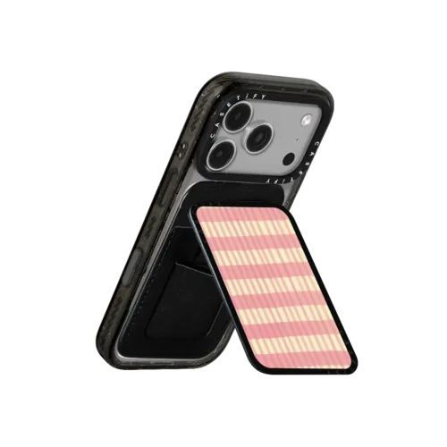 Pink Summer Stripes | Snappy Cardholder Stand / Snappy Cardholder Stand MagSafe Compatible / Black | Image 3