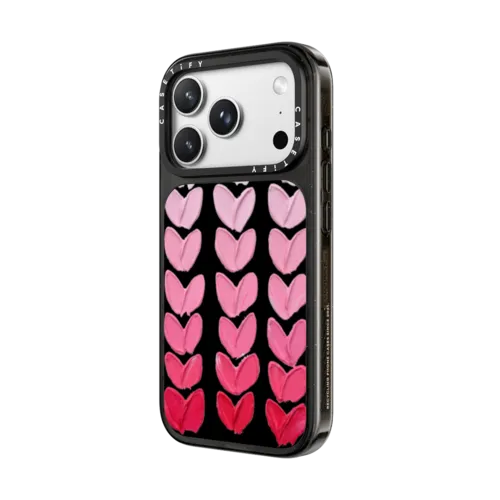 Pink Polka Daub Hearts | iPhone 18 Pro Max / Impact Case MagSafe Compatible - Glossy / Glossy Black | Image 2