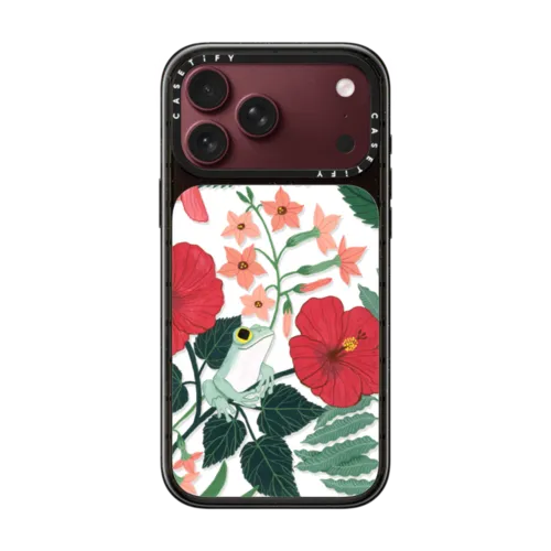 Two Frogs in the Flowers by Papio Press | iPhone 18 Pro Max / Impact Case MagSafe Compatible - Glossy / Glossy Black | Image 1