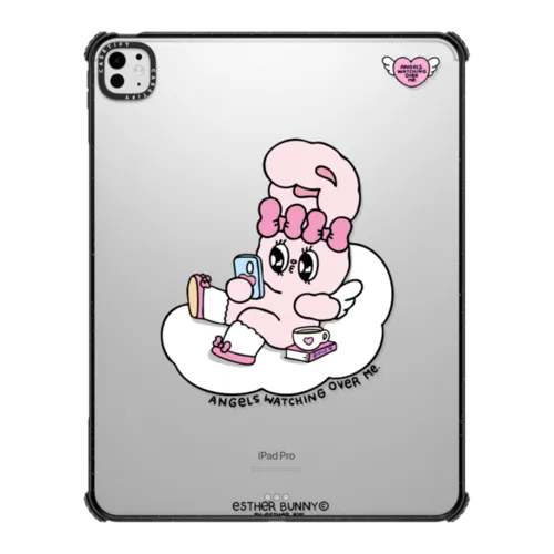 Esther Bunny On Phone tablet case | iPad Pro 13-inch (M4/M5) / iPad Impact Case / Black | Image 1