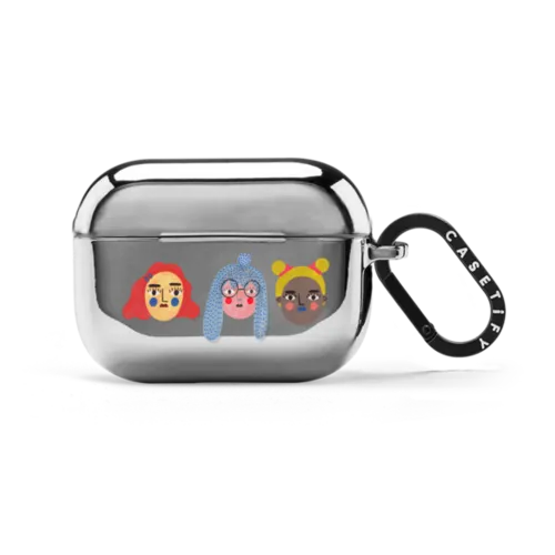 GIRLS by Daria Solak Illustrations | AirPods Pro 2 / Earbuds Mirror Case / Silver | Image 1