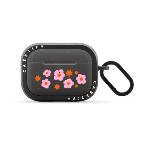 Flower Bursts by Kristen Peers | AirPods Pro 2 / Earbuds Bounce Case / Matte Charcoal | Image 1