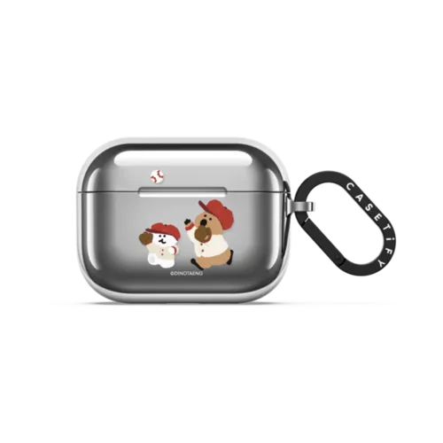 QUOKKA & BOBO CATCH THE BALL! | AirPods Pro 3 / Earbuds Mirror Case / Silver | Image 1