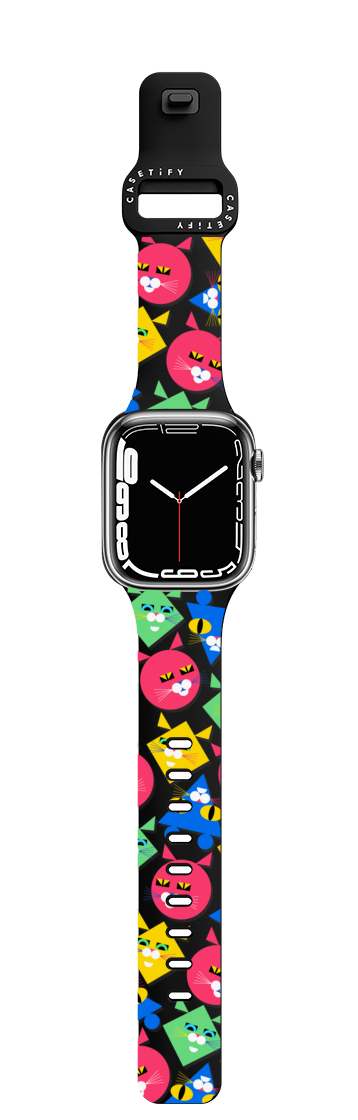 Simple Cat iWatch - 01 | Apple Watch Series 7-9 (45mm) / Impact Band / Black | Image 1