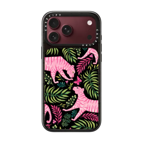 Pink Tigers by Grace Andersson | iPhone 18 Pro Max / Impact Case MagSafe Compatible - Glossy / Glossy Black | Image 1