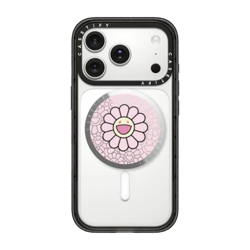 SUPERFLAT FLOWER(PINK) SNAPPY GRIP STAND | Snappy Grip Stand / Snappy Mirror Grip Stand MagSafe Compatible / Silver | Image 1