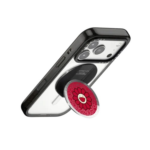 SUPERFLAT FLOWER(RED) SNAPPY GRIP STAND | Snappy Grip Stand / Snappy Mirror Grip Stand MagSafe Compatible / Silver | Image 3