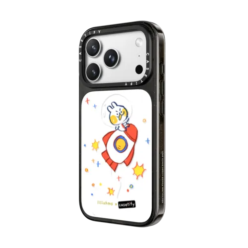 Rocket Bun in Space by liliuhms | iPhone 18 Pro Max / Impact Case MagSafe Compatible - Glossy / Glossy Black | Image 2