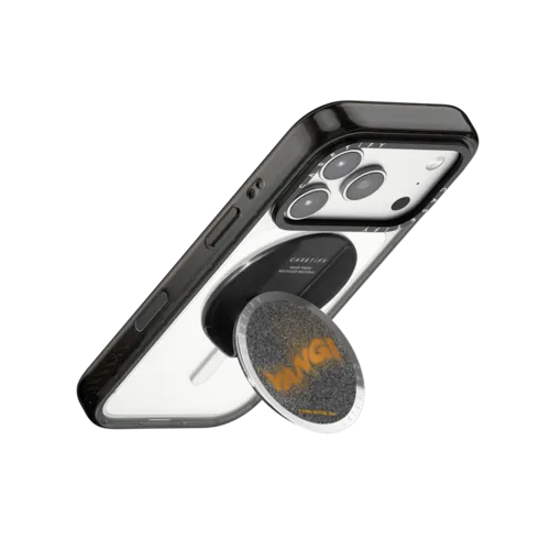 YANGI Metalic Glitch Logo Snappy Grip Stand | Snappy Grip Stand / Snappy Mirror Grip Stand MagSafe Compatible / Silver | Image 3