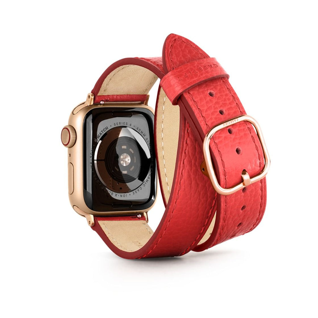 2-in-1 Italian Leather Band 46mm (Series 10) - Red