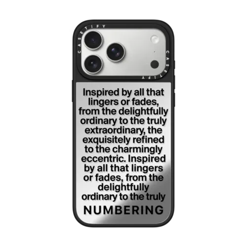 NUMBERING Typography Case | iPhone 17 Pro Max / Mirror Case MagSafe Compatible / Silver on Black | Image 1