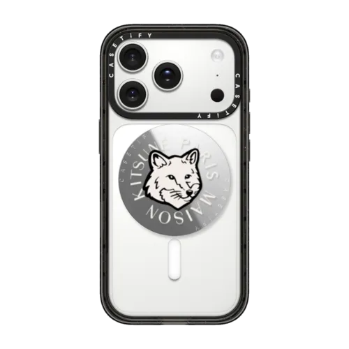 Maison Kitsuné Dove White Fox Head Gripstand | Snappy Grip Stand / Snappy Mirror Grip Stand MagSafe Compatible / Silver | Image 1