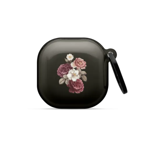 VINTAGE FLOWER MONDAY | Galaxy Buds2 / Earbuds Impact Case / Black | Image 1
