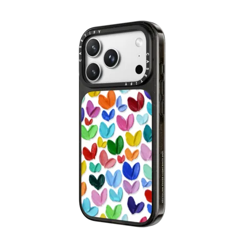 Polka Daub Hearts Confetti | iPhone 18 Pro Max / Impact Case MagSafe Compatible - Glossy / Glossy Black | Image 2