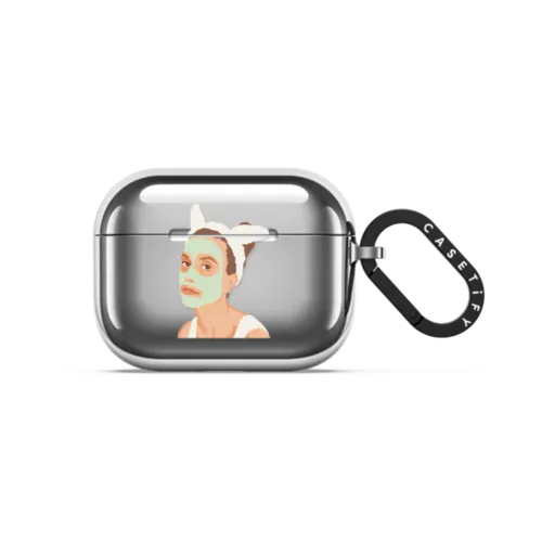 Face Mask Bunny | AirPods Pro 3 / Earbuds Mirror Case / Silver | Image 1