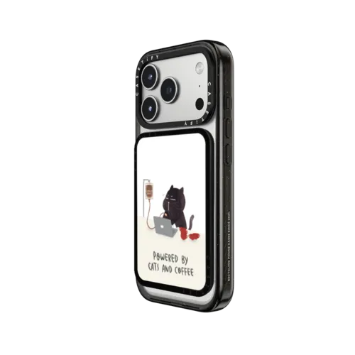 Powered by cats and coffee card wallet by Moonaries illo | Snappy Cardholder Stand / Snappy Cardholder Stand MagSafe Compatible / Black | Image 2