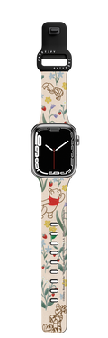 Winnie The Pooh Embroidered Floral Pattern Watch Band | Apple Watch Series 7-9 (45mm) / Impact Band / Black | Image 1