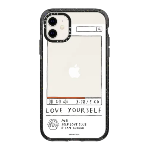 WALNUT- Love Yourself Frame | iPhone 11 / Impact Case / Black | Image 1