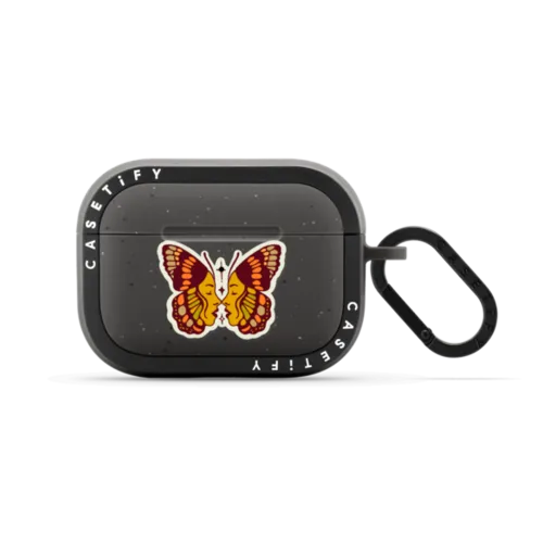 Seventies butterfly | AirPods Pro 2 / Earbuds Bounce Case / Matte Charcoal | Image 1