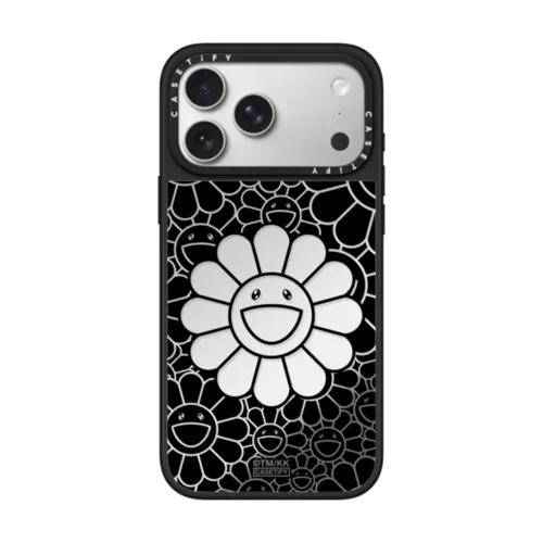 SMILE ON PHONE CASE (BLACK) | iPhone 17 Pro Max / Mirror Case MagSafe Compatible / Silver on Black | Image 1