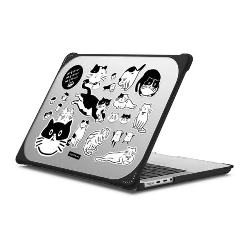 MEOW! MEOW! MEOW! | MacBook Pro 14-inch (M1 - M5) / MacBook Bounce Case / Black | Image 1