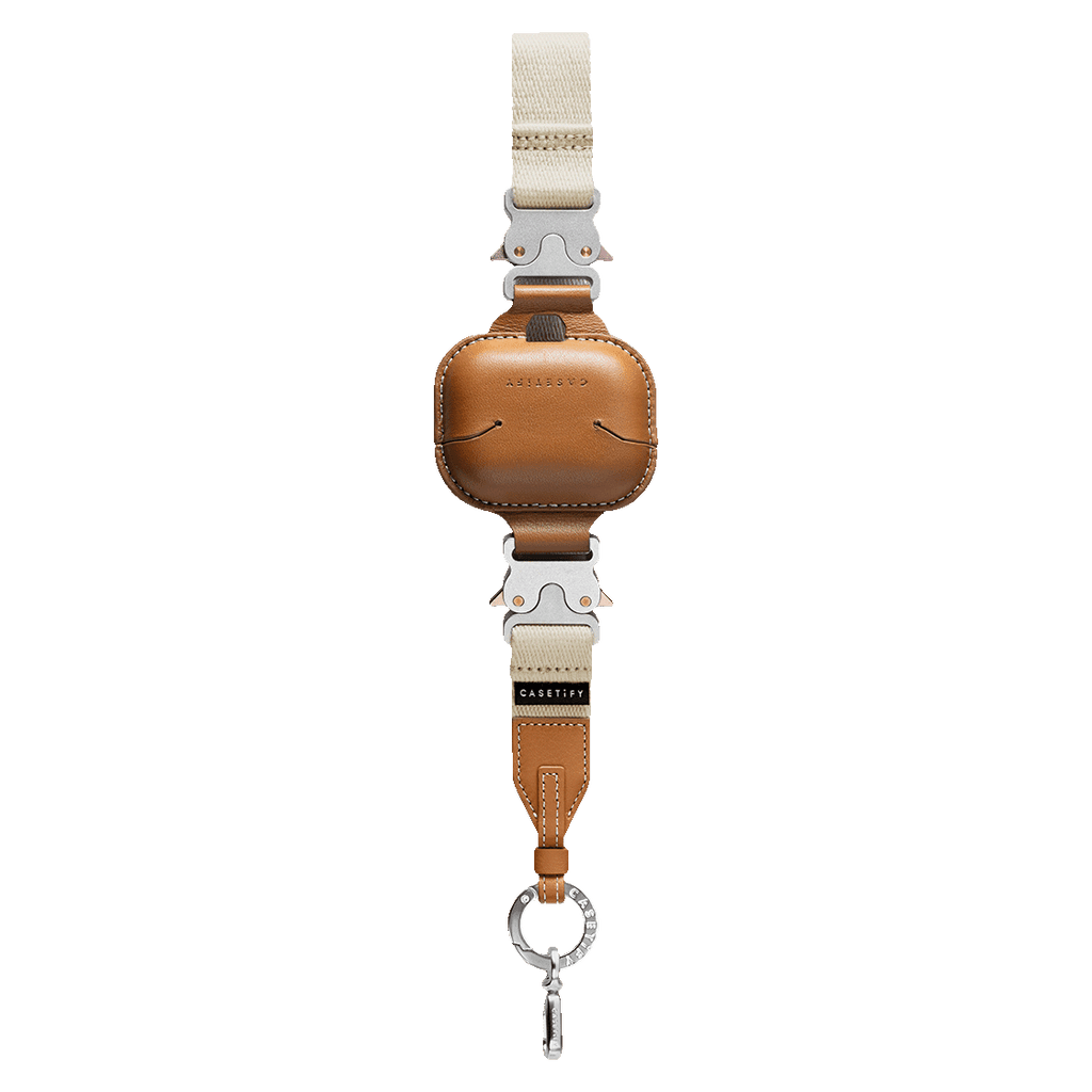 2-in-1 Utility Lanyard with Leather Earbuds - Ecru/tan - AirPods Pro 2